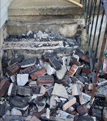 Front steps rebuild before